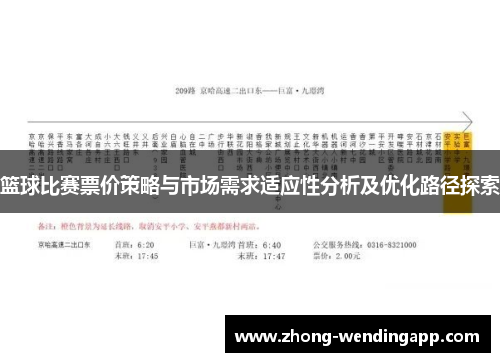 篮球比赛票价策略与市场需求适应性分析及优化路径探索